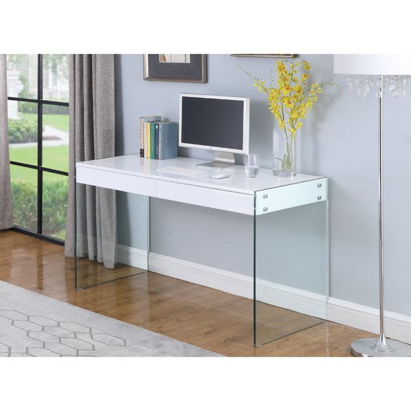 Chintaly Desk in Gloss White & Glass