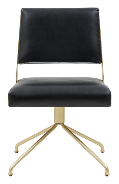 Safavieh Couture Emmeline Swivel Office Chair Black Leather/Gold