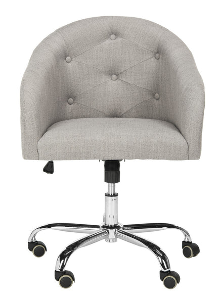Safavieh Amy Tufted Linen Chrome Leg Swivel Office Chair Grey