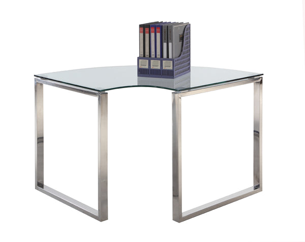 Contemporary Corner Desk w/ Glass Top